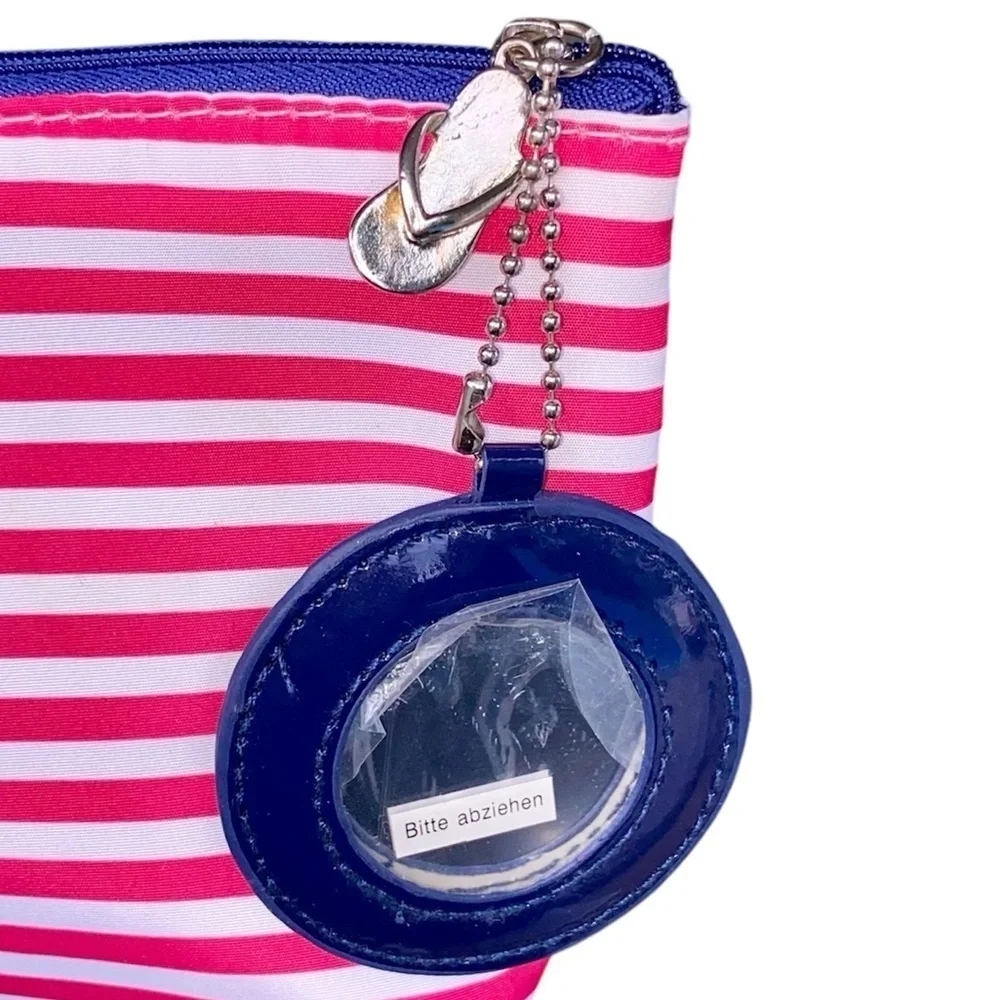 TRAVEL COLLECTION T-Bottom Accessories Pouch Blue Sequin Pink White Striped